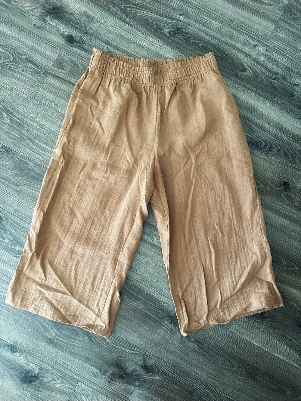 H&M Camel Elastic-Waist Wide Leg Pants